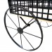 FixtureDisplays® Wood Wagon Flower Planter Bed Stand Wheels Metal Iron Frame Home Outdoor 18464